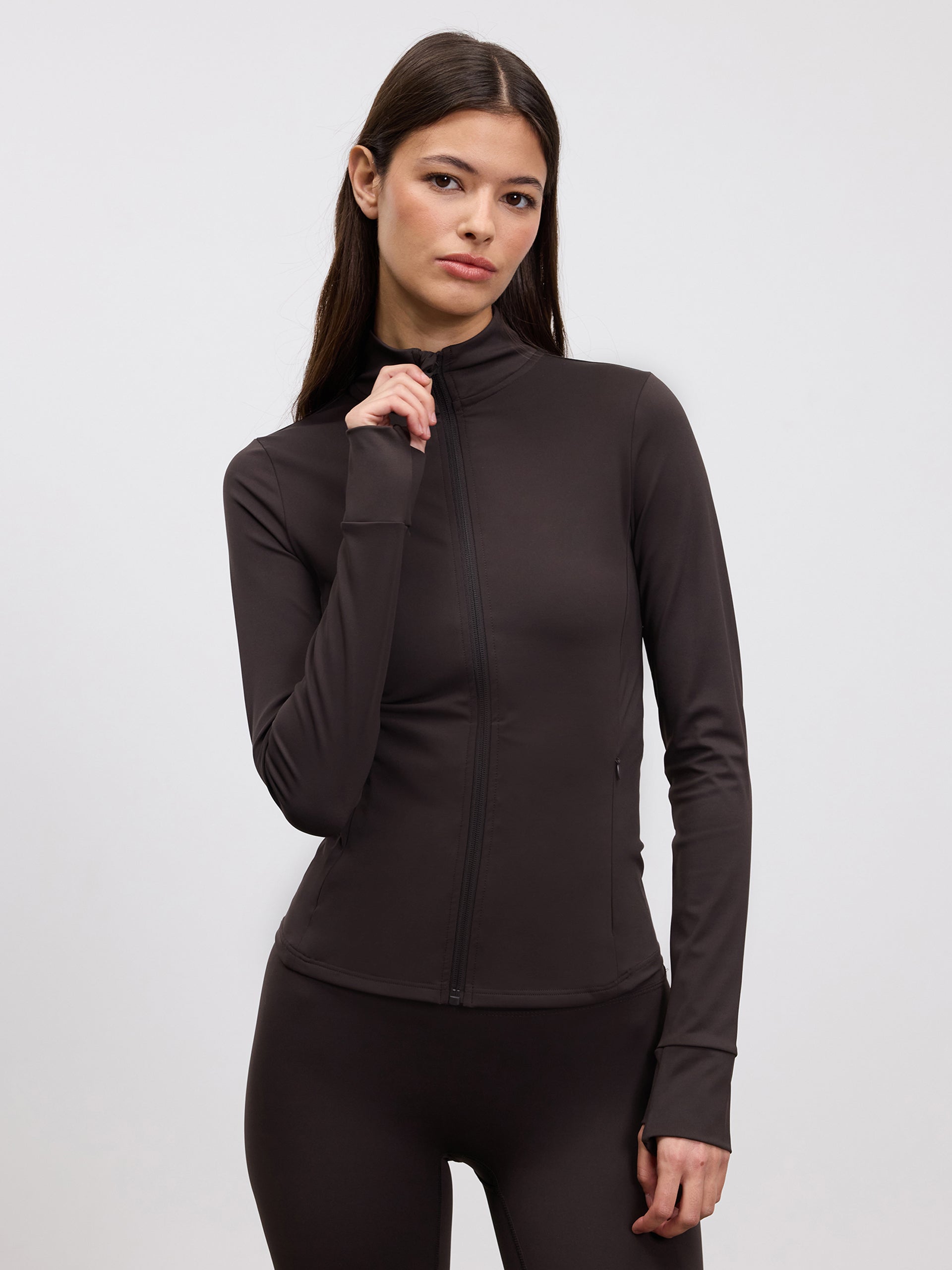 Womens Active Zip Through Jacket in Brown
