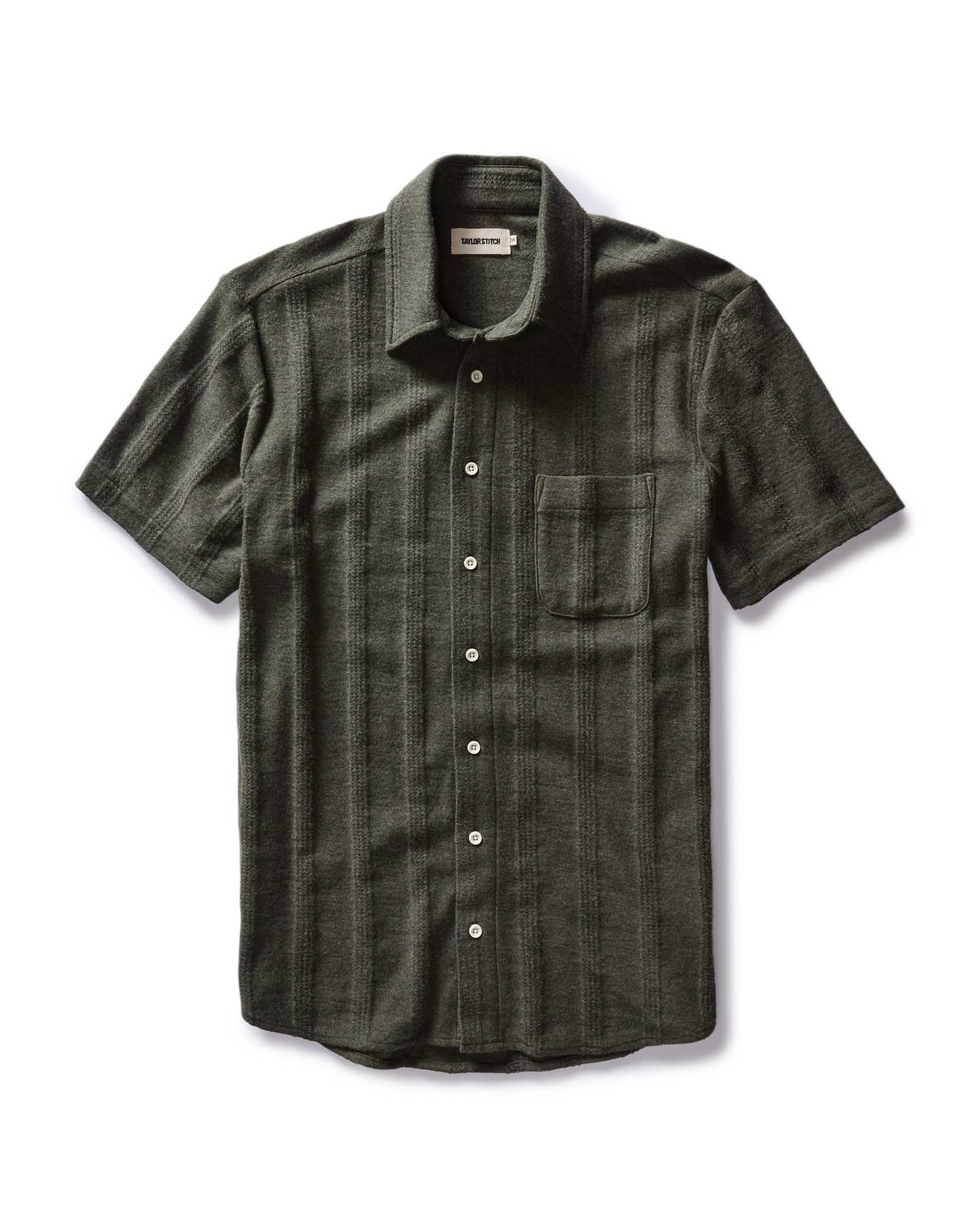 The Short Sleeve California in Heather Olive Pointelle Stripe