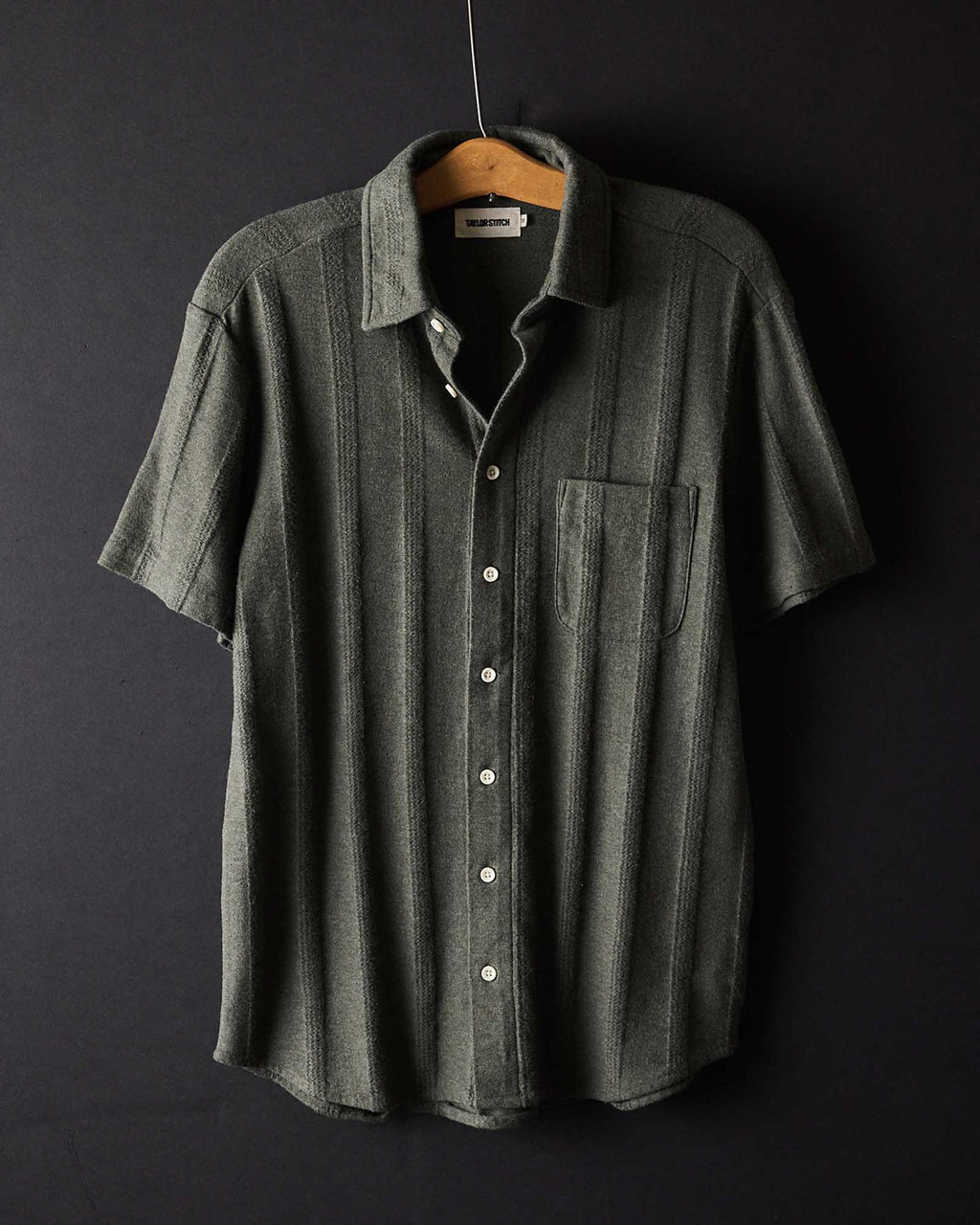 The Short Sleeve California in Heather Olive Pointelle Stripe
