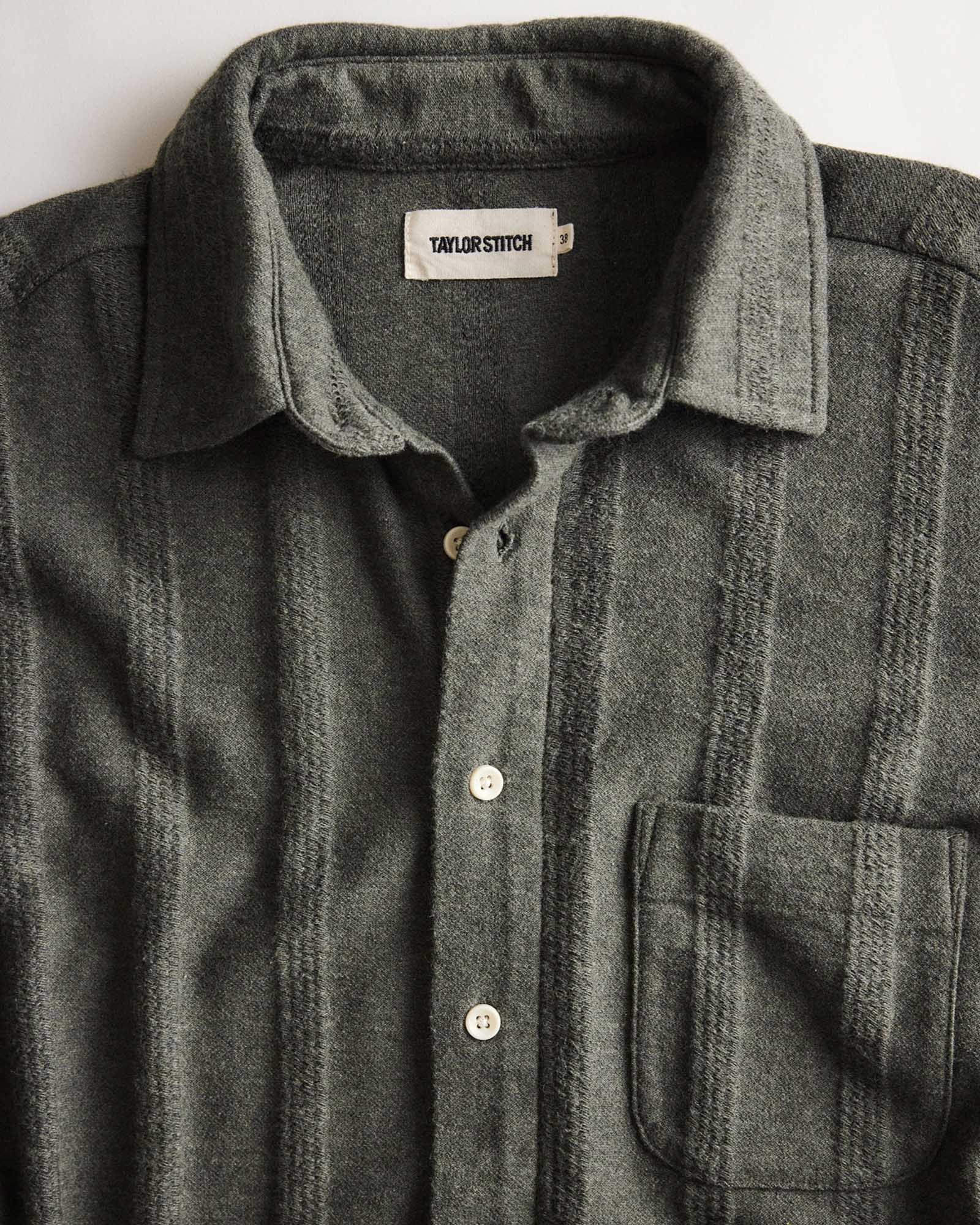 The Short Sleeve California in Heather Olive Pointelle Stripe