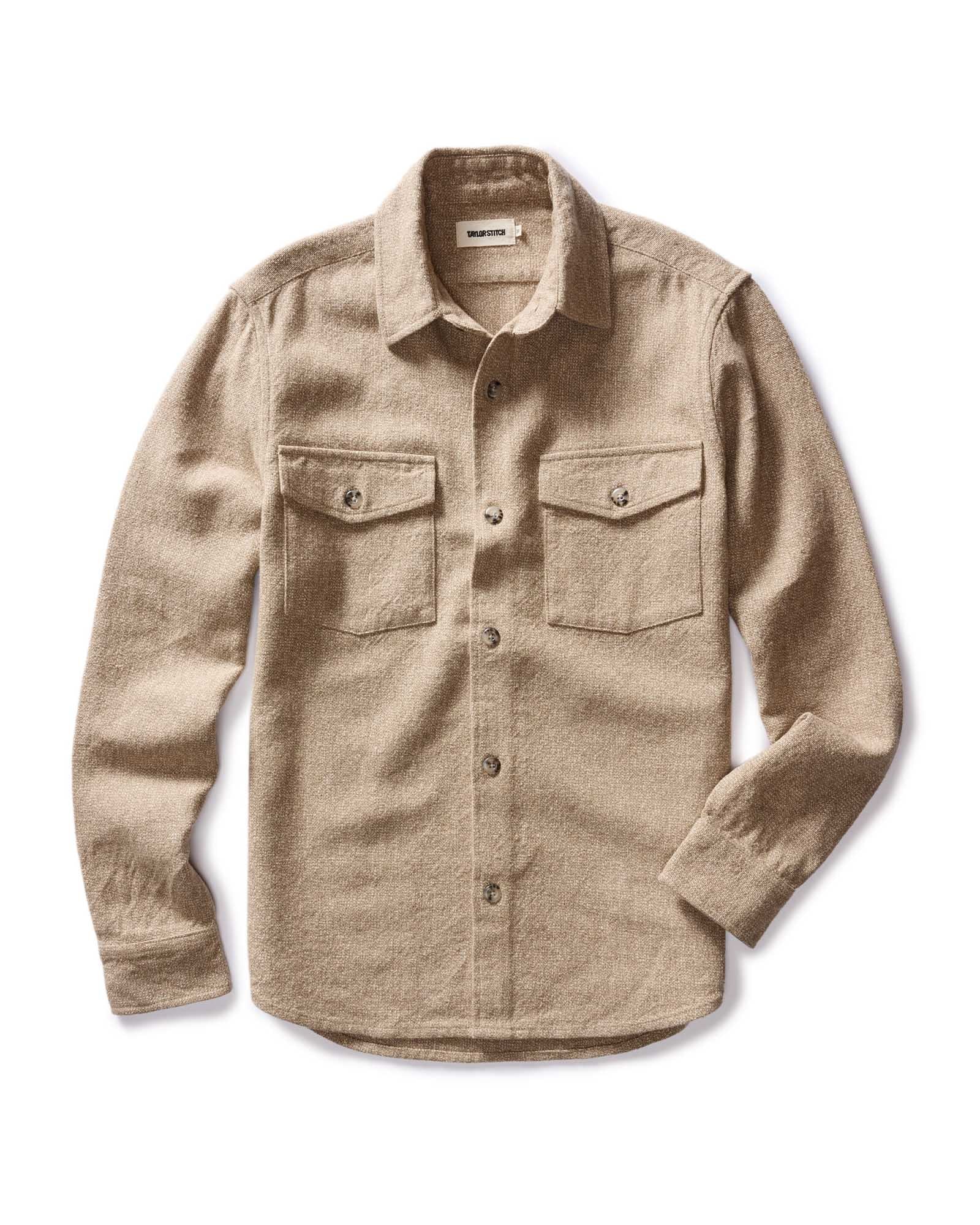 The Point Shirt in Heather Oat Linen Tweed