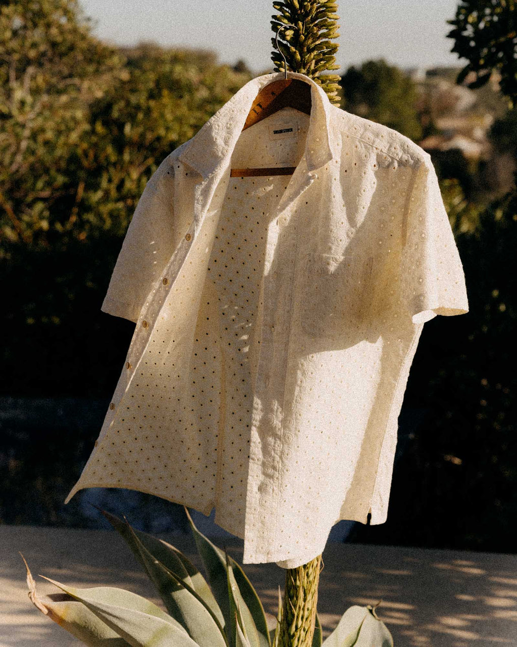 The Hawthorne Shirt in Vintage White Embroidered Eyelet