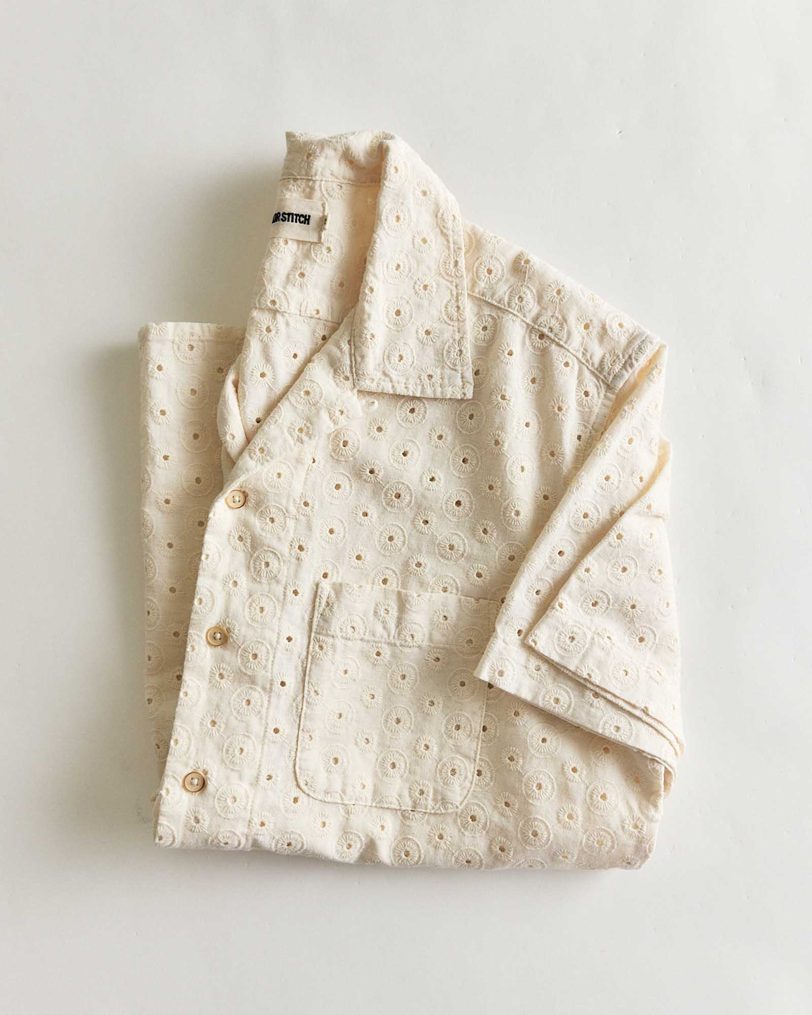 The Hawthorne Shirt in Vintage White Embroidered Eyelet