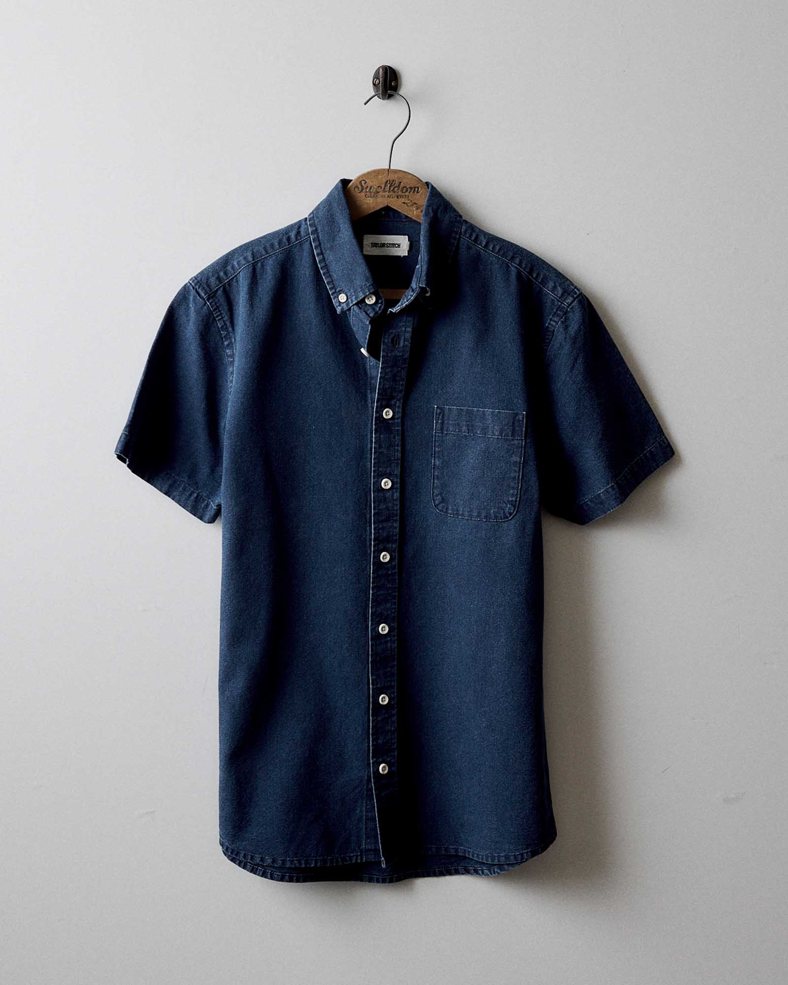 The Short Sleeve Jack in Rinsed Indigo Oxford
