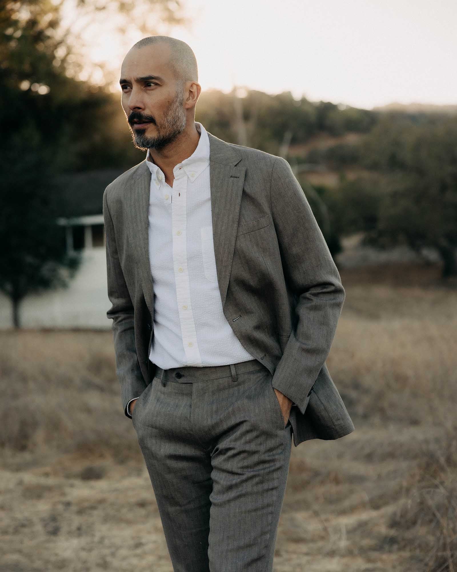 The Stevens Sportcoat in Coffee Linen Herringbone