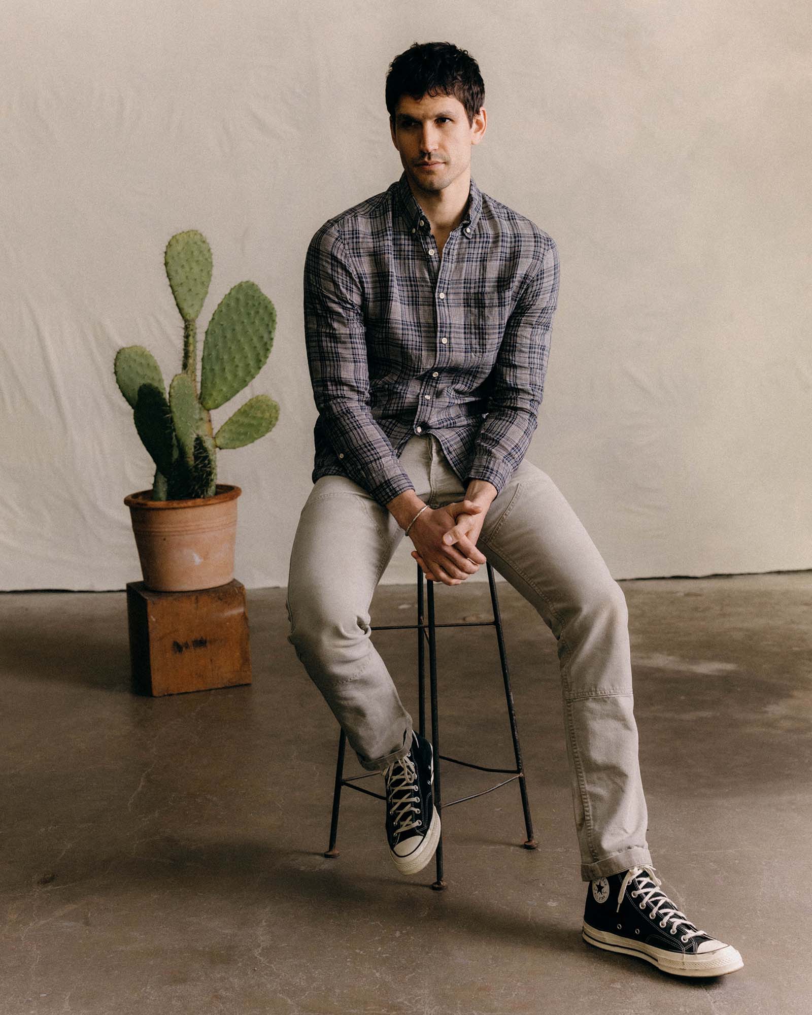 The Jack in Navy Plaid Linen